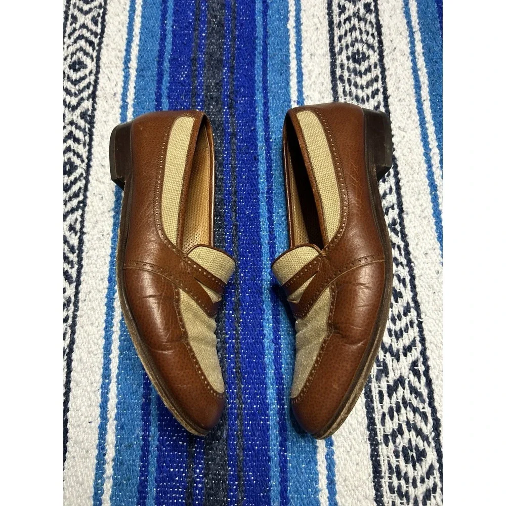 Magnanni for Neiman Marcus Leather Canvas Penny Loafers Men's Size 8